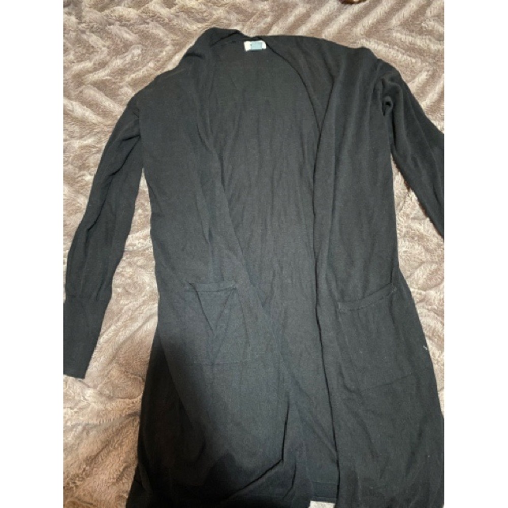 Black Quarter Sleeve Long Cardigan